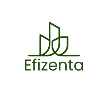Logotipo de la empresa en color verdes con lineas de diseño
