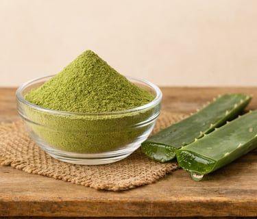 Export-grade aloe vera powder packed for international shipment.