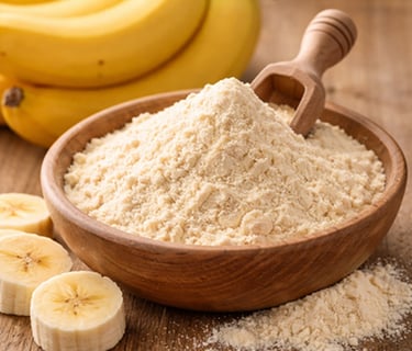 banana powder exporter from India – bulk green banana powder for baby food and bakery industry