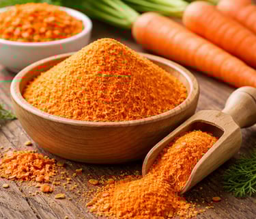 Carrot powder exporter from India – natural orange vegetable powder for bakery and snack manufacture