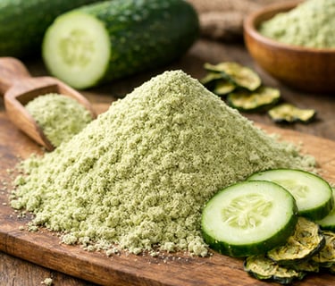 Dehydrated cucumber powder exporter India – fine vegetable powder for beverage & food blends
