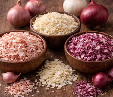 Dehydrated onion flakes exporter India – red white pink flakes for soups, seasonings and bulk supply