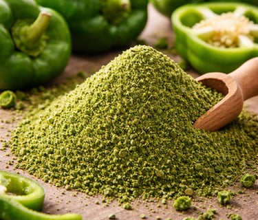 green capsicum powder supplier India – natural green vegetable powder for savory snacks & seasoning