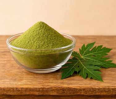 Export quality papaya leaves powder packed in food grade packaging for international market