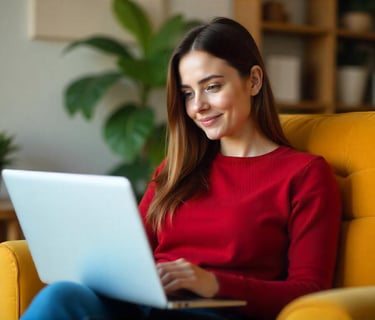 terapia integrativa online com valor social acessivel foto ilustra mulher com notebook em sessão