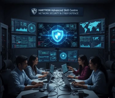 Cyber security analysts working together on threat detection dashboards in a security operation room