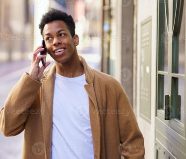man booking on the phone