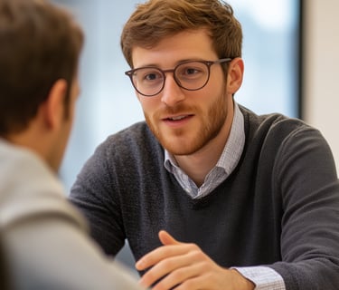 Eine Person, die eine andere Person gegenüber Konsultiert