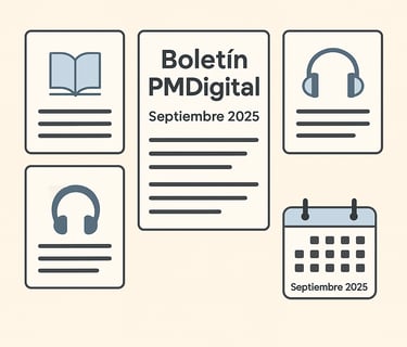 Boletín PMDigital: tarjetas de novedades y calendario de septiembre 2025