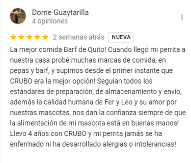 que dicen los clientes de la mejor comida barf de ecuador
