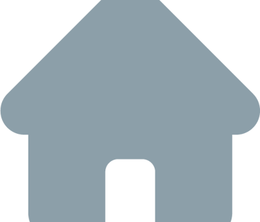 Icono simple de una casa gris que representa la navegación a la página de inicio o una propiedad inm