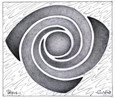 Vexus, pencil on paper, 1990, swirl design