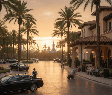 Hotel valet area near Orlando theme parks where visitors consider dispensary delivery vs pickup
