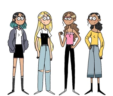 a group of cartoon characters with different expressions. Diane Mulolo Faida