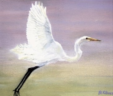 Flying Egret 27.94 x 43.18 cm    Oil on canvas 