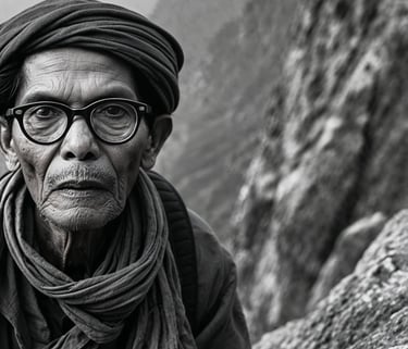 Chandra Singh Garhwali, in hiding, among the mountains of Garhwal