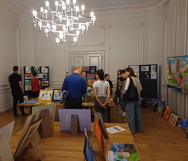 People looking at the artwork 