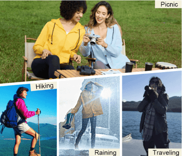 Avoogue Women's Packable Rain Jacket, weather-resistant and perfect for layering during US RV Travel