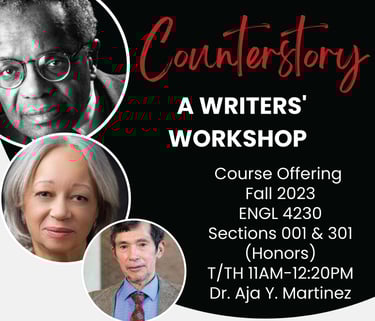 a poster for a workshop on how to write counterstory