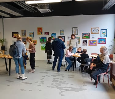 Polish event showing paintings by kids affected by war