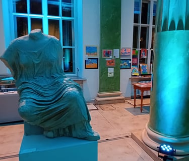 art gallery with paintings made by children affected by the war in Ukraine in Warsaw