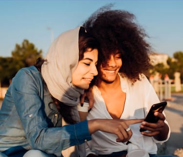 Bankeaz | Two Friends inviting others  friend on Bankeaz App