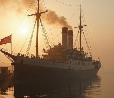 CSS Planter at sunrise at port