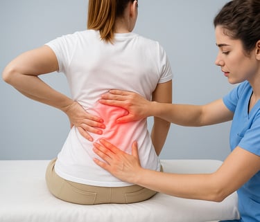 Physiotherapist performing sciatica treatment at home - Myo Physio care.