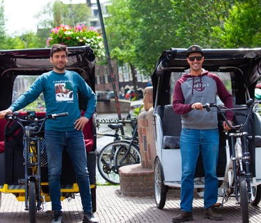 italian guys next to their bike taxis