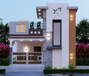 a house with a clock on the front of it