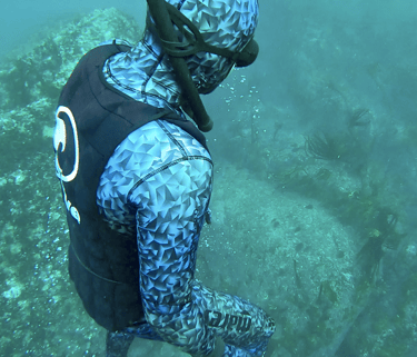 persona haciendo pesca submarina en Galicia, foto de agpesur de buceo