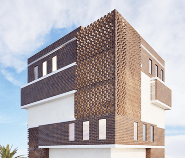 Render de edificio de ladrillo multiusos