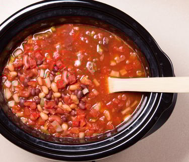 a potted potted with beans and beans