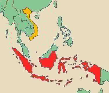 Karte von Asien mit Indonesien und Vietnam