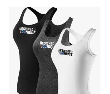 3 fitted tank tops, black, gray, white