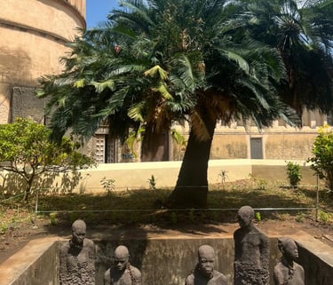 Stone Town slave monument honoring victims of the East African slave trade in Zanzibar