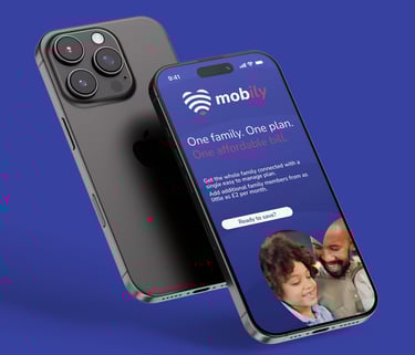 Mobily mobile advert shown on an iPhone