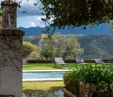 Garden view and pool at Finca Santa Katerina