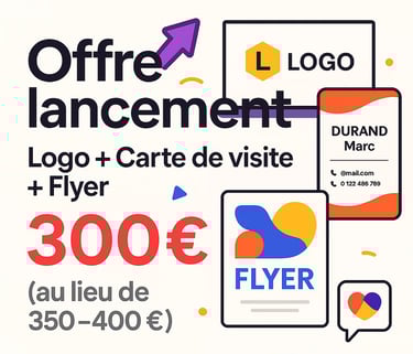 Offre de création graphique : logo, carte de visite et flyer pour entreprise