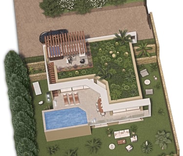 Une maquette 3D extérieure d'une maison luxueuse à Bandol