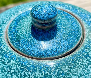 couvercle de théière, émail turquoise et azur