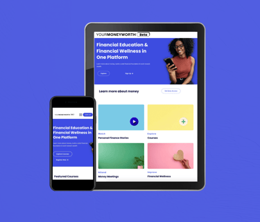 Mobile phone and tablet wiith your money worth website on it