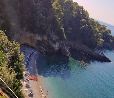 Eco del Mare private beach club in Lerici, Liguria Italy.