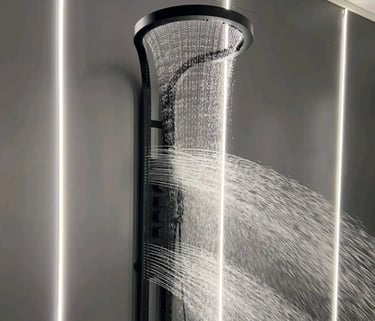 a shower head with a shower head and a shower head