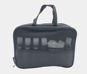 A functional and well-structured toiletry bag for travel essentials.