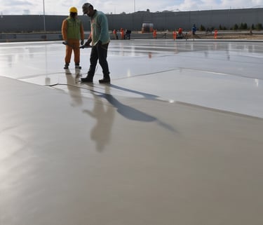 Contractor applying a protective concrete coating with a spray system.