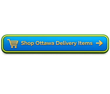 Blue call-to-action button with orange “Shop Ottawa Delivery Items” text and a green outline.