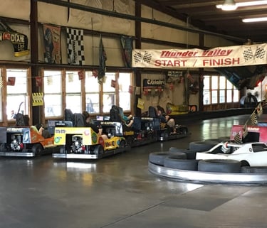 indoor go kart race at start line