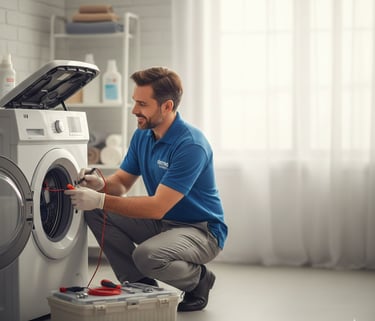 Classic Service technician performing washing machine repair in Chennai.
