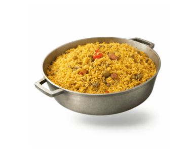 a pot of arroz con gandules